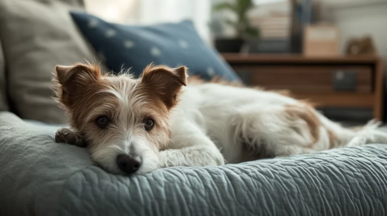 meddbou_A_realistic_scene_showing_a_senior_dog_lying_on_an_orth_3c2c889a-4a1d-4217-bb94-10e495e82ef6